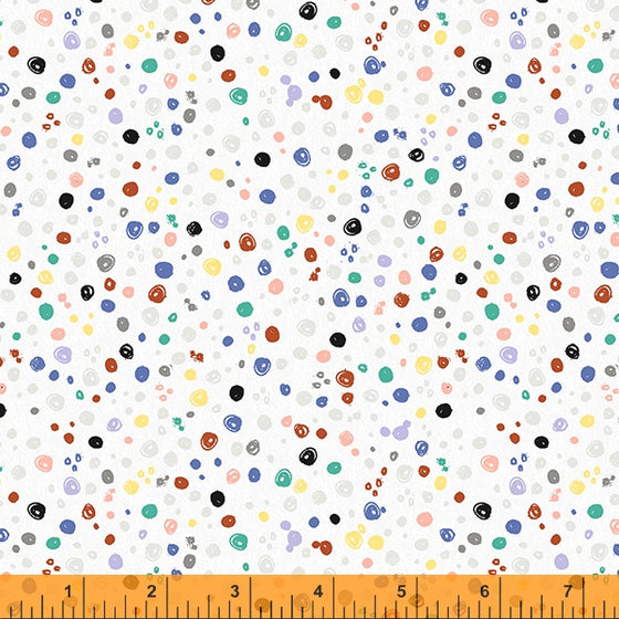 Windham Fabrics - A is for Animals, Scribble Dots, White