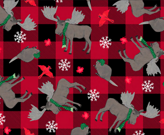 Windham Fabrics - Festive Canada, Canadian Mascots, Red