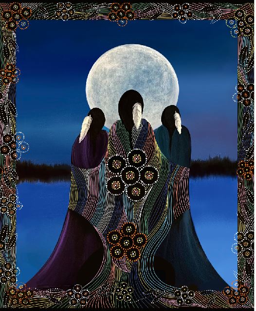 ITEX - Full Moon Rising by Betty Albert (Cree), Panel 45" x 35"