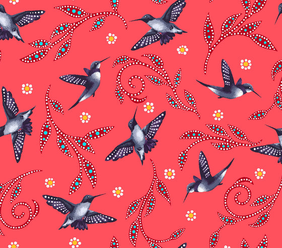 ITEX - Hummingbirds by Betty Albert (Cree), Coral
