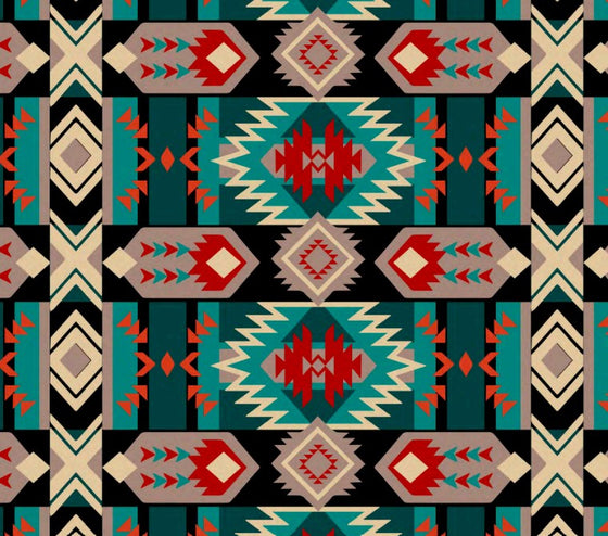 David Textiles - Spirit of Southwest 2, Desert Grid, Teal Blue