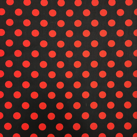 Dress Cotton 60" - Design 03, Big Polka Dots, Black Red (Summer 2024)