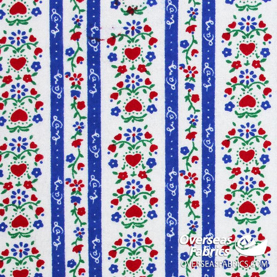 Flannelette Print 45" - Heart Stripe, Blue (Summer 2023)