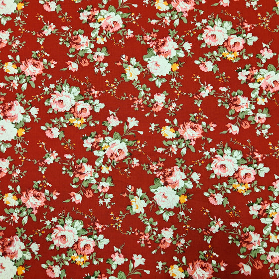 Dress Cotton 60" - Design 02, Big Roses, Red (Fall 2024)