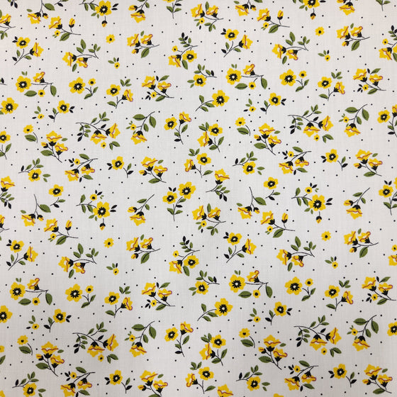 Dress Cotton 60" - Design 06, Floral Bouquets, Yellow (Summer 2024)