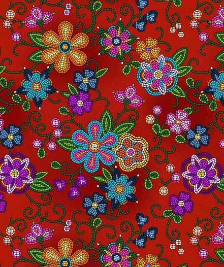 ITEX - Beaded Floral Cotton 45", Red
