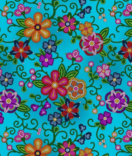 ITEX - Beaded Floral Cotton 45", Turquoise