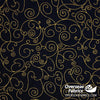 Quilt Backing Cotton 108" - Willow, Black with Gold Glitter