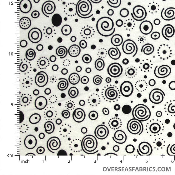 Quilt Backing Flannel 108" - Ditzy, Black-White
