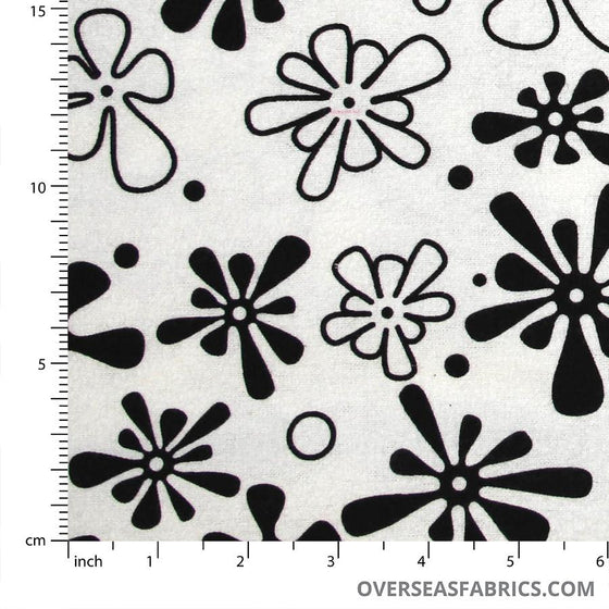 Quilt Backing Flannel 108" - Flower, White