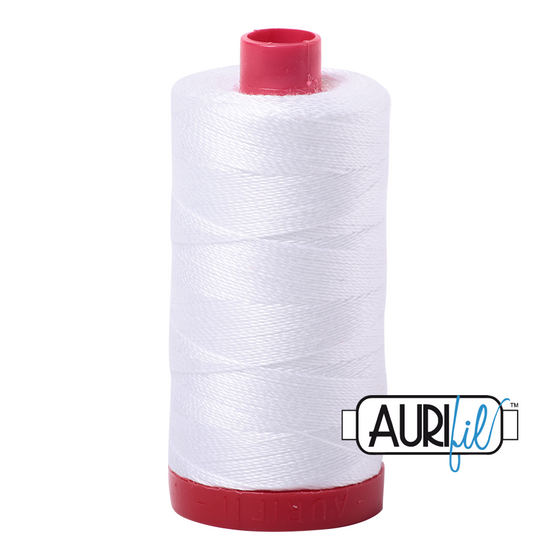 Aurifil Thread 12wt - 2024 White, 325m Spool