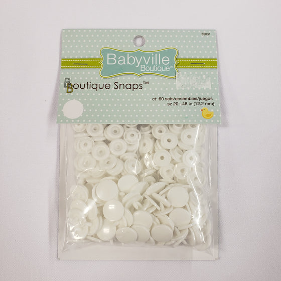 Babyville - Plastic Resin Snaps, White, 12.2mm