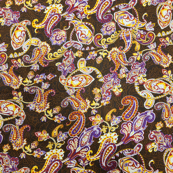 Dress Cotton 60" - Design 05, Large Paisley, Yellow (Spring 2023)