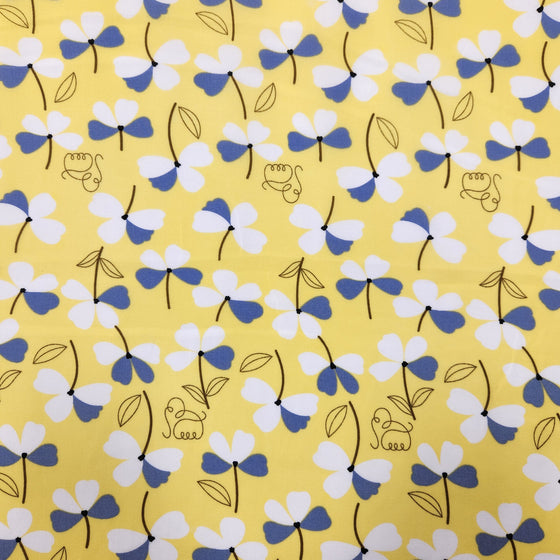 Dress Rayon 60" - Design 03, Four Leaf Clovers, Yellow (Summer 2023)