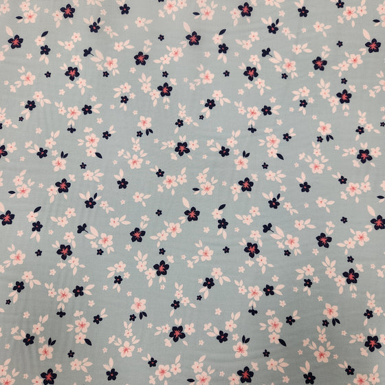 Dress Rayon 60" - Design 10, White Flowers, Blue (Summer 2023)m