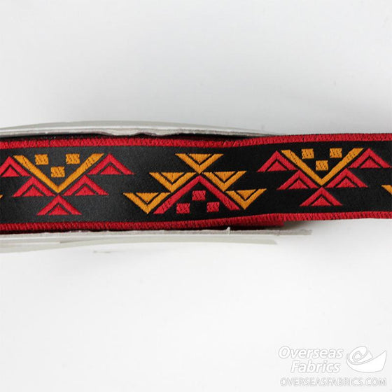 Jacquard Trim 25mm (1") - Aztec, Red