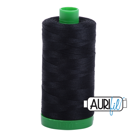 Aurifil Thread 40wt - 2692 Black, 1000m Spool