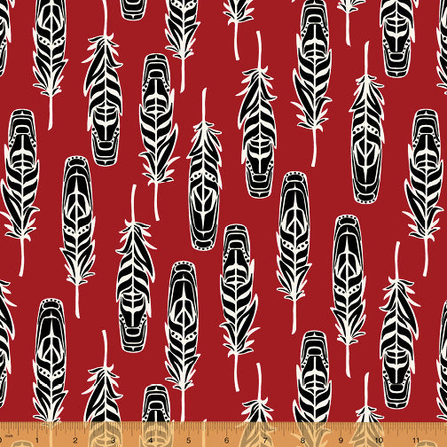 Windham Fabrics - Legend, Feathers, Red