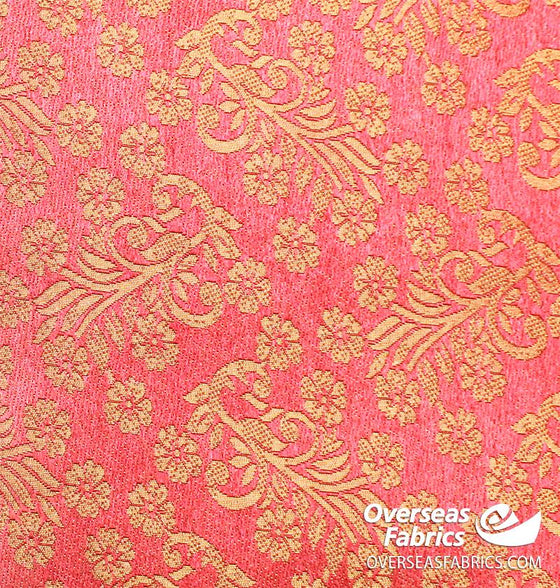 Brocade 45" (Apr 2021) - Design 01, Gold Floral, Pink