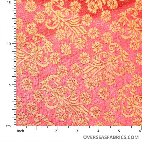 Brocade 45" (Apr 2021) - Design 01, Gold Floral, Pink