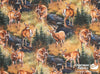 David Textiles - Wild Animals, Deer in the Woods, Brown
