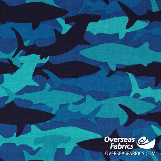 David Textiles - Wild Life, Shark Camo, Blue