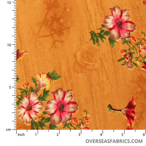 Dress Crepe 45" (Fall 2021) - Design 05, Floral Impressions, Brown