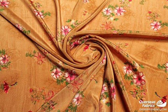 Dress Crepe 45" (Fall 2021) - Design 05, Floral Impressions, Brown
