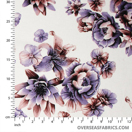 Dress Crepe 60" (Fall 2021) - Design 01, Digital Florals, Purple