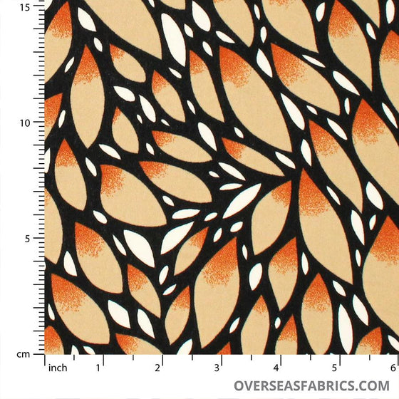 Dress Crepe 60" (Fall 2021) - Design 02, Butterfly Wings, Orange