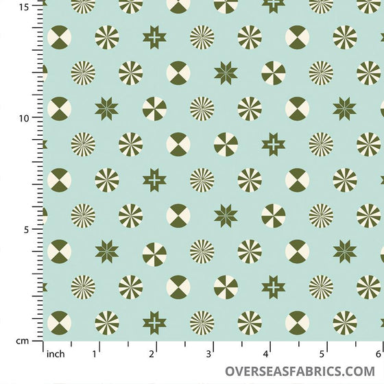 Tula Pink, Holiday Homies Flannel - Peppermint Stars, Pine Fresh
