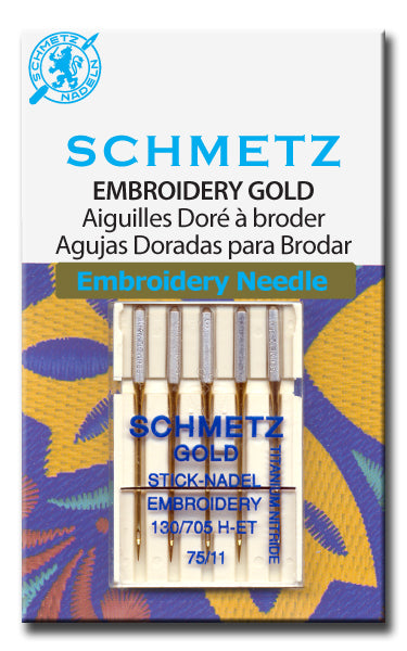 Schmetz - Gold Titanium Embroidery Needles, Size 75/11