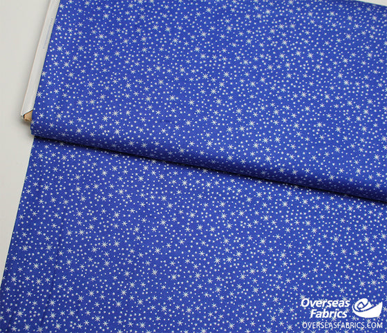 QT Fabrics - Holiday Metals, Stars, Royal Blue