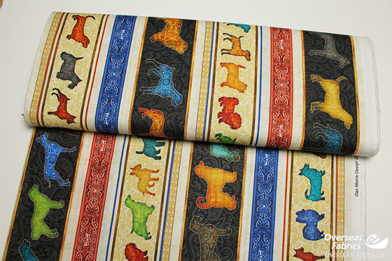 QT Fabrics - Must Love Dogs, Dog Stripe, Neutral