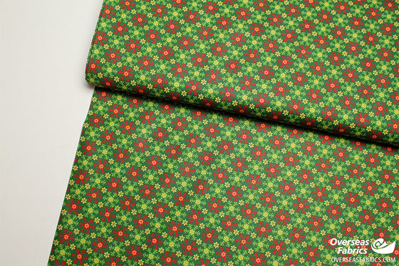 QT Fabrics - Santa's List, Set Snowflakes, Green