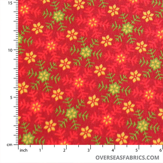 QT Fabrics - Santa's List, Set Snowflakes, Red