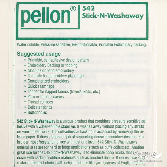 Pellon 542 - Stick n Washaway 19"