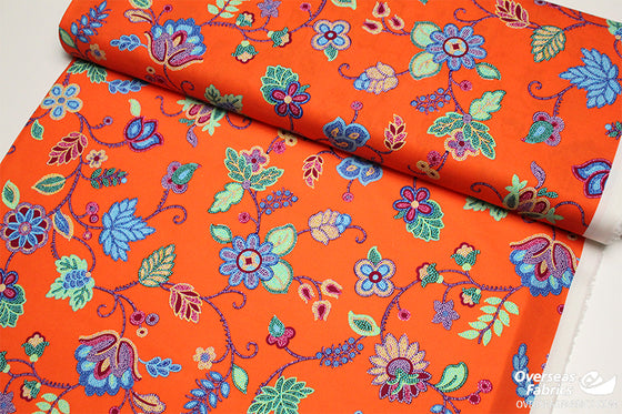 QT Fabrics - Beaded Blooms, Orange