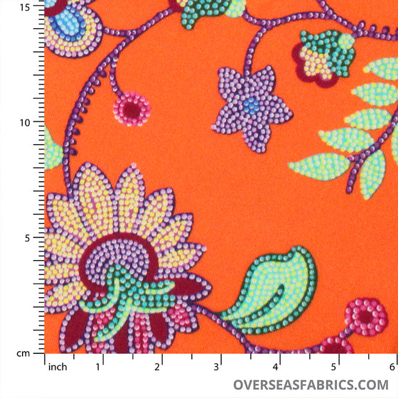 QT Fabrics - Beaded Blooms, Orange