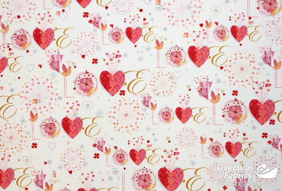 QT Fabrics - All My Love, Love, White