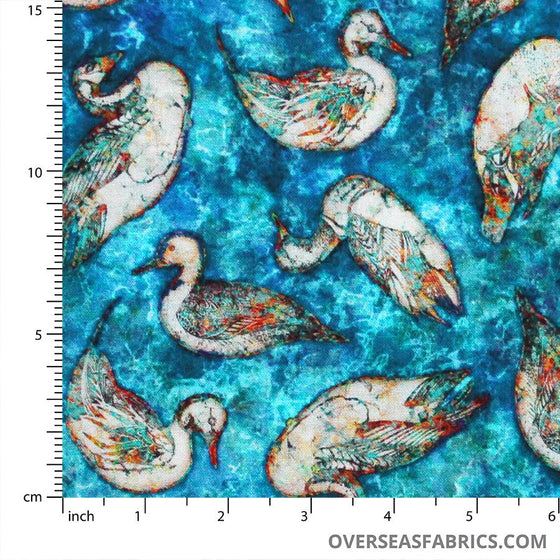 QT Fabrics - Cedar Ridge, Batik Ducks, Blue