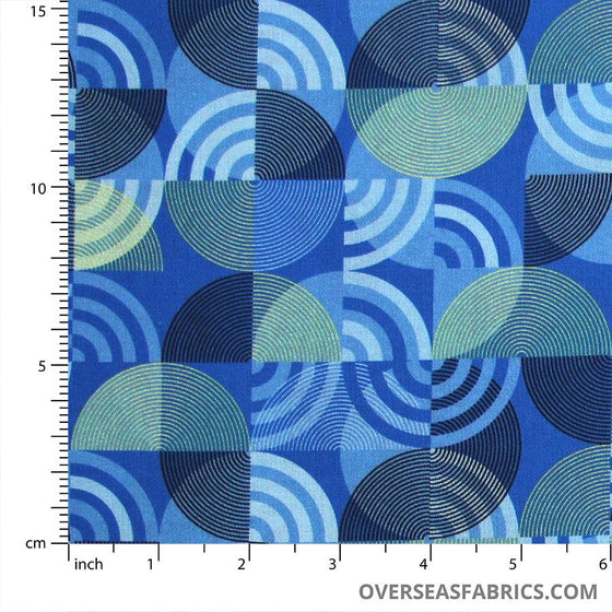 QT Fabrics - Delancey, Geometric Floral, Blue