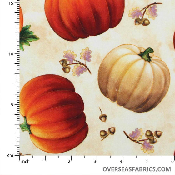QT Fabrics - Harvest Elegance, Tossed Pumpkins, Neutral