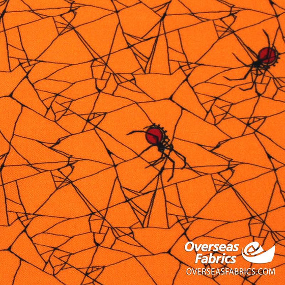 QT Fabrics - Steampunk Halloween, Spiderweb, Orange
