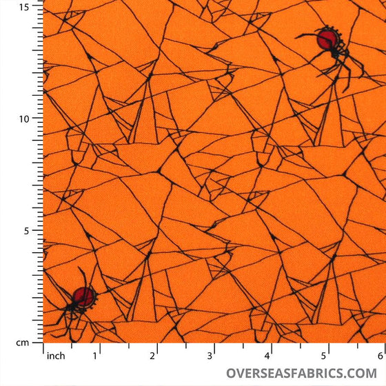 QT Fabrics - Steampunk Halloween, Spiderweb, Orange