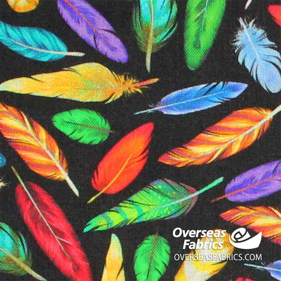 QT Fabrics - This and That V, Feathers, Black