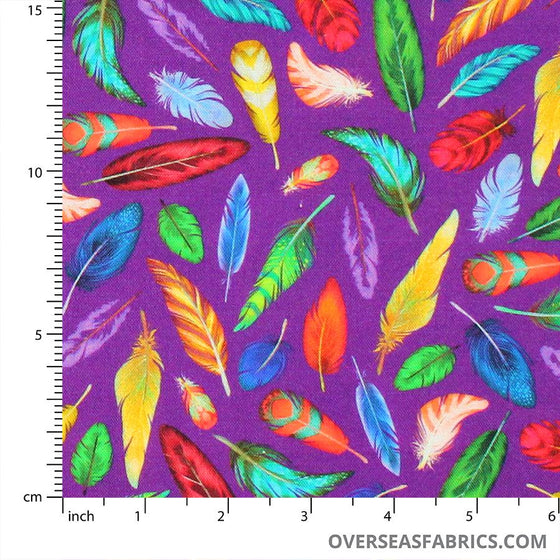 QT Fabrics - This and That V, Feathers, Purple
