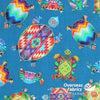 QT Fabrics - This and That VI, Beaded Turtles, Turquoise Blue