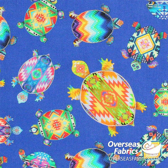 QT Fabrics - This and That VI, Beaded Turtles, Royal Blue
