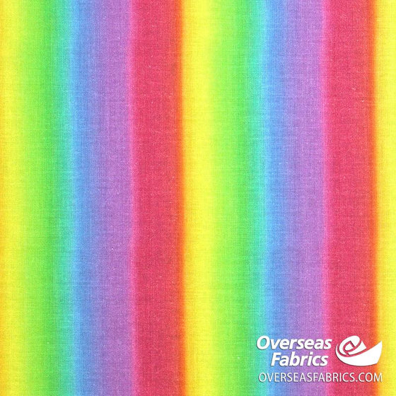 QT Fabrics - Rainbow Stripe, MultiPink